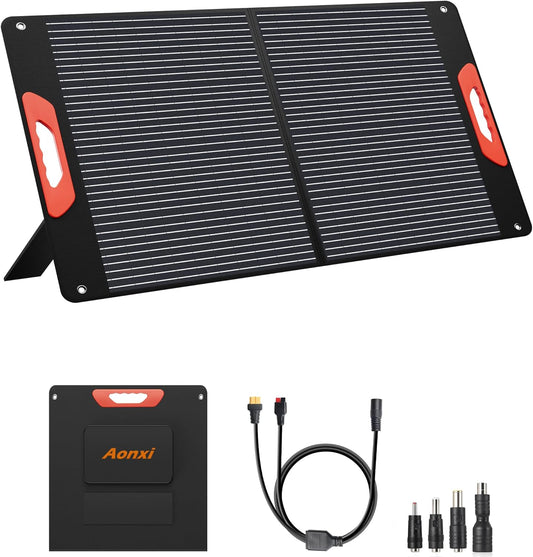 120W Portable Solar Panels for Power Station, 120 Watt ETFE Monocrystalline Foldable 20V DC Output Solar Panel Charger, 24% High Efficiency, QC3.0 USB-A & Type-C Output for Outdoor Camping RV Blackout