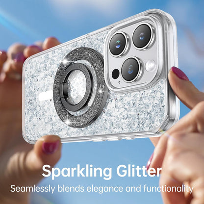 Syncwire Magnetic Phone Grip for MagSafe, Sparkle Phone Ring Holder, Rotatable Kickstand Bling Phone Ring Stand Removable MagSafe Accessories for iPhone 15 Pro Max 14 13 12,Android - Black Diamond