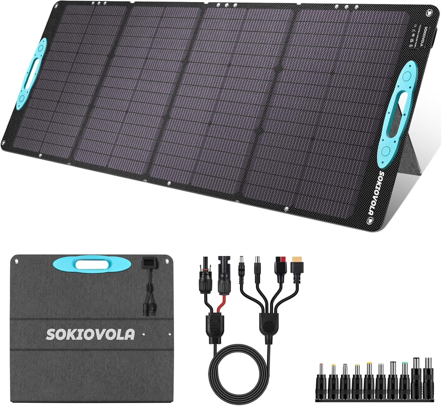 N-Type 16BB 160W 18V Portable Solar Panels for Power Station,25% High Conversion Efficiency ETFE Foldable Solar Panel Charger with Adjustable Kickstand Solar Panel for Camping Outdoor RV