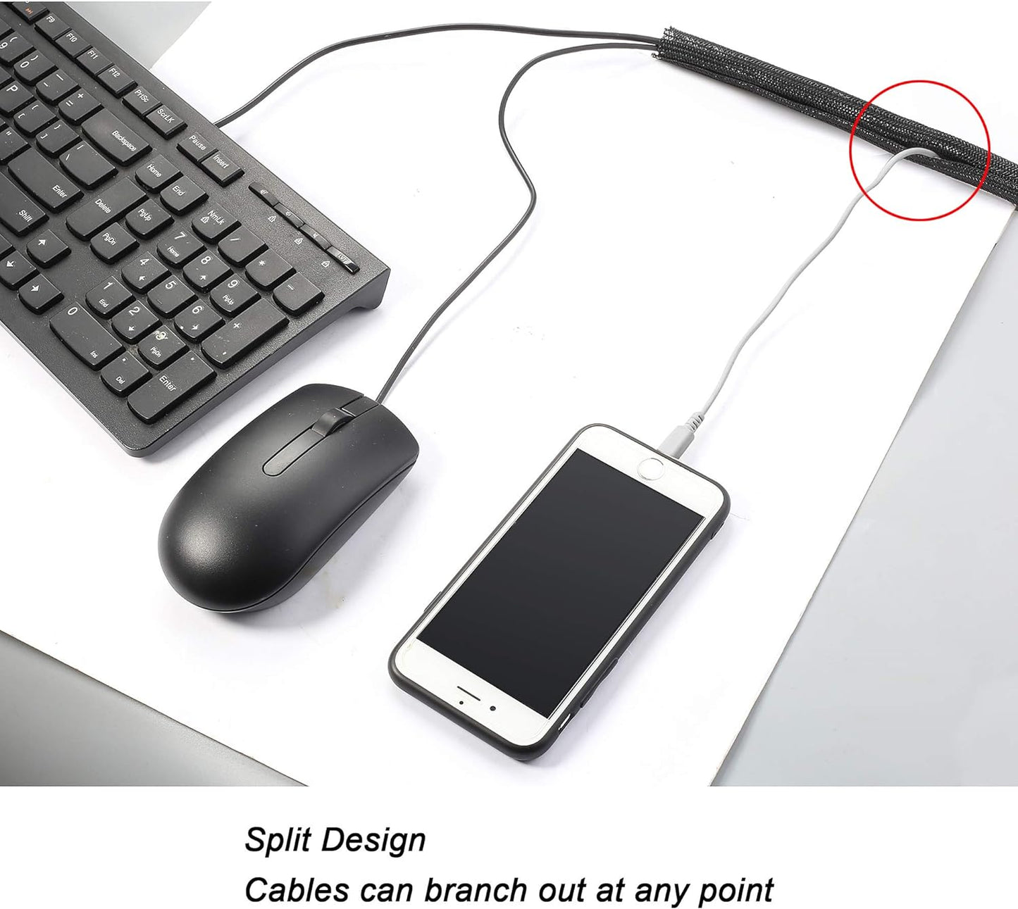 CrocSee 10ft - 3/4 inch Braided Cable Management Sleeve Cord Protector - Self-Wrapping Split Wire Loom for TV/Computer/Home Theater/Engine Bay - Black