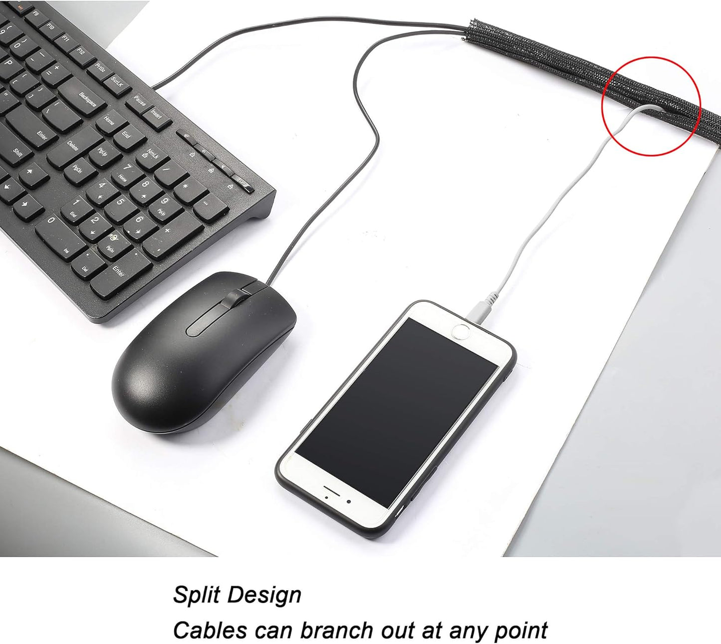 CrocSee 25ft - 1.25 inch Braided Cable Management Sleeve Cord Protector - Self-Wrapping Split Wire Loom for TV/Computer/Home Theater/Engine Bay - Black