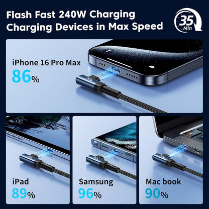 USB C Cable [2Pack, 10ft] 240W Fast Charging Type C Cord, Nylon Braided USB 2.0 Cable for iPhone 16 15 Pro Max, iPad Pro, Samsung Galaxy S24 S23, Switch, MacBook Pro, Pixel