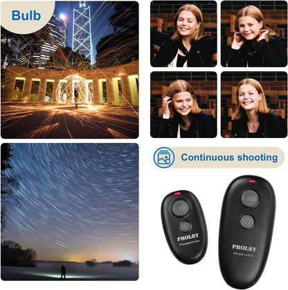 PHOLSY Wireless Remote Shutter Release C6 Compatible with Canon R8 R100 R7 R6 90D 250D 200D 850D SX50HS; for Olympus OM-1 EM1X EM1-II EM1-III EM5-III; for Fuji GFX100 X-H2S XT3 XT4 XT5 XT30; RS-60E3