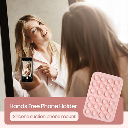 SUCKY Silicone Suction Phone Case Adhesive Octo Cup Buddy Mount - Anti-Slip Holder, Hands-Free Phone Accessory for iPhone and Android - Sticky Grip for Selfies, Videos - Chalk Pink