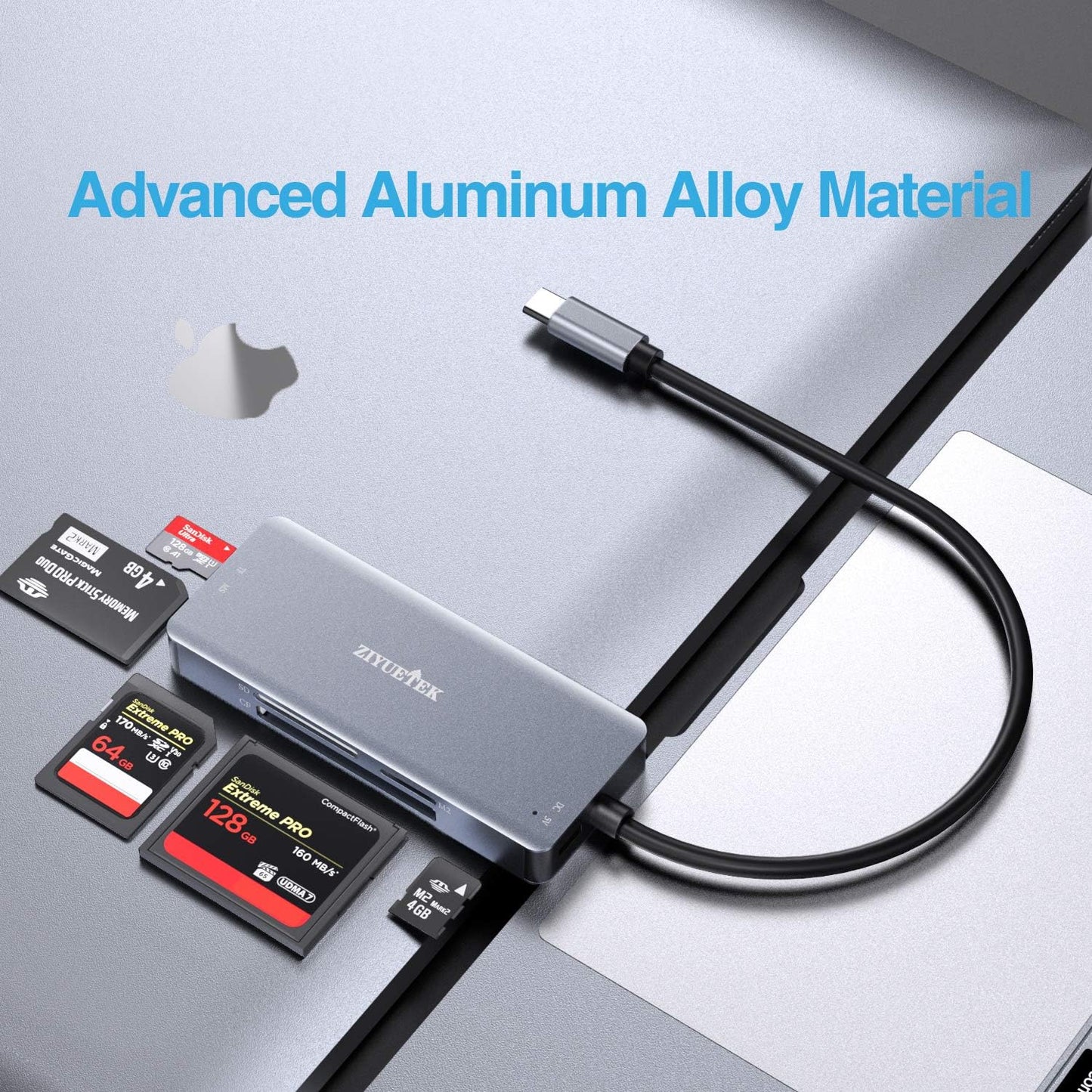 USB C SD Card Reader,5- in-1 Aluminum Thunderbolt 3 Memory Card Reader for CF, SD/SDHC,TF/Micro SD/MS/M2,CompactFlash Card for iPhone 15/16/Pro Max Android Windows MacBook