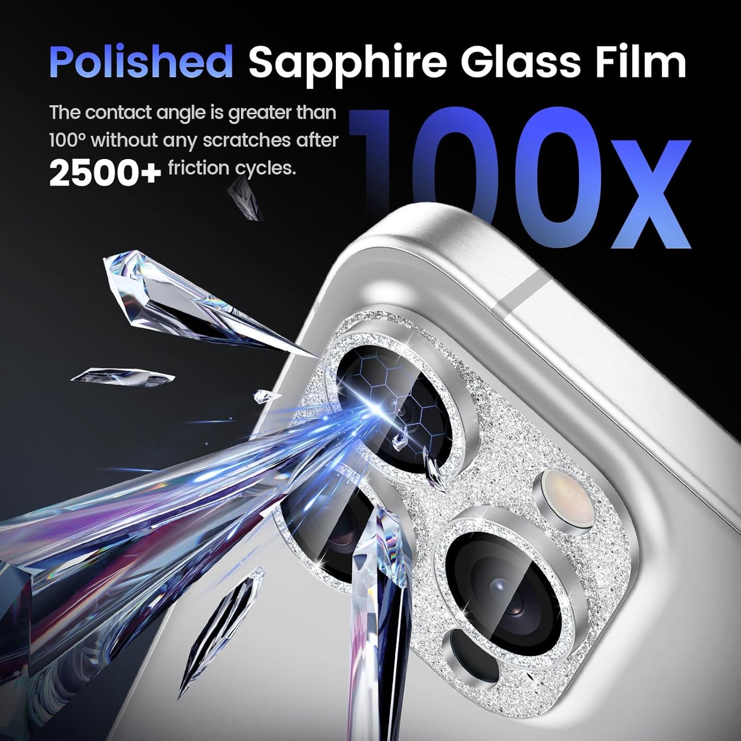 Tensea for iPhone 16 Pro/iPhone 16 Pro Max/iPhone 15 Pro/iPhone 15 Pro Max Camera Lens Protector, Metal Aluminum Alloy Tempered Glass Cover Camera Screen Protector Accessories, Case Friendly