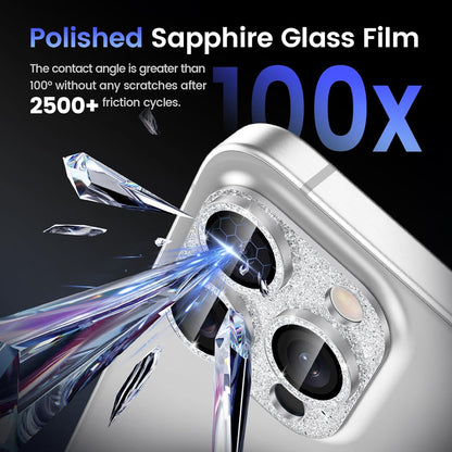 Tensea for iPhone 16 Pro/iPhone 16 Pro Max/iPhone 15 Pro/iPhone 15 Pro Max Camera Lens Protector, Metal Aluminum Alloy Tempered Glass Cover Camera Screen Protector Accessories, Case Friendly