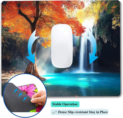 Aesthetic Natural Lake Forest Custom Mouse Pad with Non-Slip Rubber, Small Square Design for Wireless Laptop & Computer Mouse Pads for Desk, 9.5 x 7.9 inch Smooth Surface for Gaming & Office