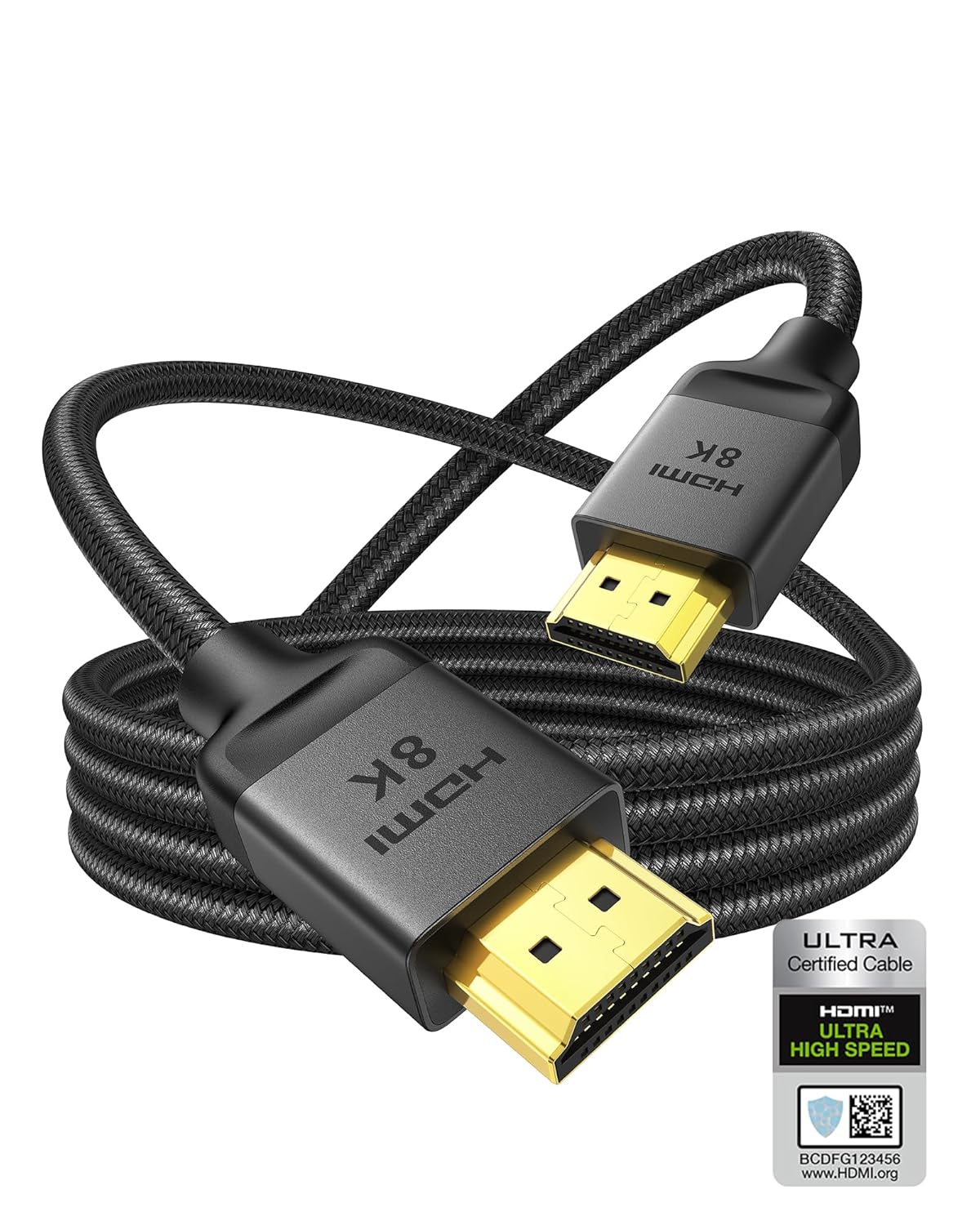 Silkland 10K 8K HDMI 2.1 Cable 10ft, (Upgrade Braided) Certified Ultra High Speed HDMI Cable [8K@60Hz, 4K@240Hz 120Hz] 48Gbps, HDR10, eARC, HDCP 2.2&2.3, Compatible for Soundbar/PS5/Xbox/Roku TV
