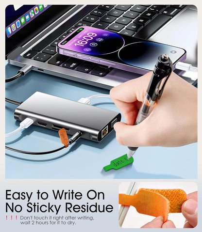 32Pcs Nearockle Cable Labels and Silicone Cable Ties Cable Management Set, Reusable 16 Cable Ties+16 Cord Labels for Electronics, Travel Home Office Desk Wire Organization (Multicolor)