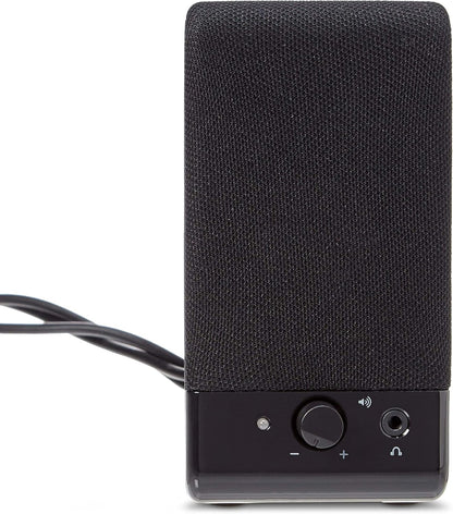 Amazon Basics USB-Powered Computer Speakers for Desktop or Laptop PC with Volume Control, Plug-N-Play, Black