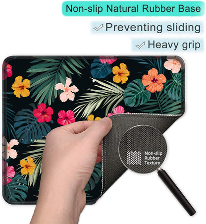 ITNRSIIET Mouse Pad with Stitched Edge Premium Textured Smooth Precise Operation Waterproof Washable Non-Slip Rubber Base Desktop Protection Mat, 10.2×8.3×0.12 inches, Beautiful Floral