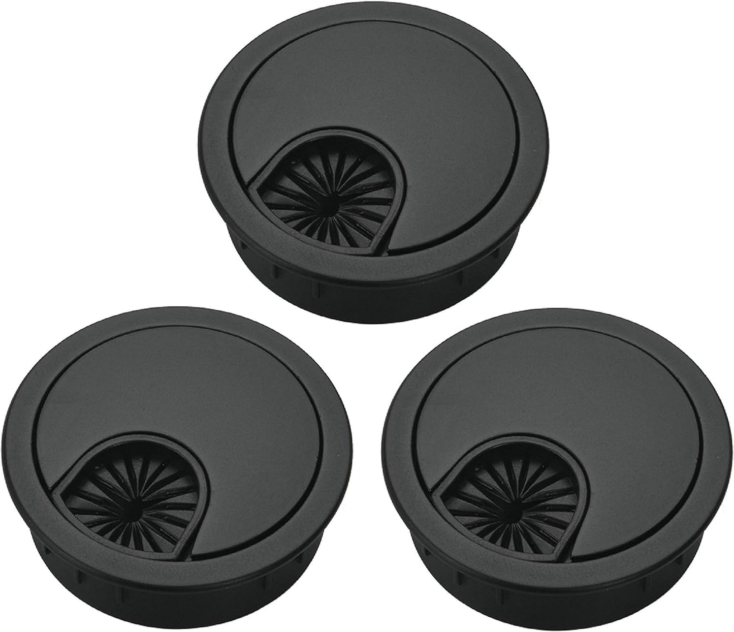 3 Pcs Satin Nickel Metal Cable Grommet, Zinc Alloy Desk Table Grommet Cable Cord Hole Cover for Home and Office, Fits 2inchs Hole 50MM Black