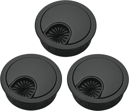 3 Pcs Satin Nickel Metal Cable Grommet, Zinc Alloy Desk Table Grommet Cable Cord Hole Cover for Home and Office, Fits 2inchs Hole 50MM Black