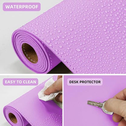 AFIING Dual-Sided Desk Pad, Natural Cork & PU Leather Large Mouse mats for Office and Home Work, Desk Protector Non-Slip, Waterproof, Easy Clean (Purple, 23.6" x 13.7")
