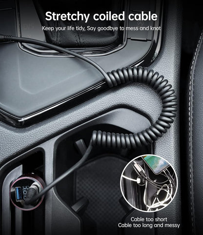 USB Type C Coiled Cable Fast Charging (3FT/5FT), 2Pack Android Auto Charging Cord for Car, Short USB A to USB C Charge Cable Compatible with iPhone 16/15/Pro Max/Samsung Galaxy S20 Note 10 and More