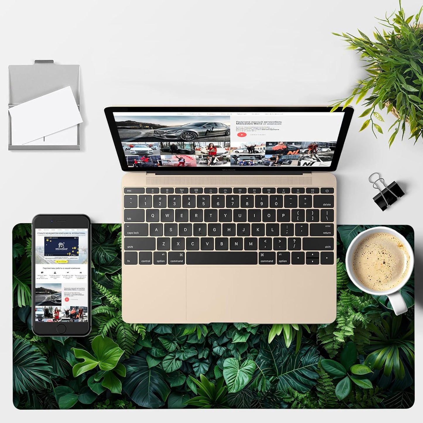 Large Mouse Pad Monstera Leaf Gaming Desk Pad Computer Keyboard Non-Slip Waterproof Mouse Mat with Rubber Base and Stitched Edges Entertainment Office Writing Desk Mat 35.4 x 15.7 Inches