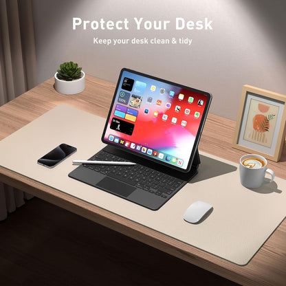 Aothia Large PU Leather Desk Pad Protector – Non-Slip Mouse Pad & Writing Mat for Office/Home, Waterproof, Easy to Clean (31.5" x 15.7", Eggshell)