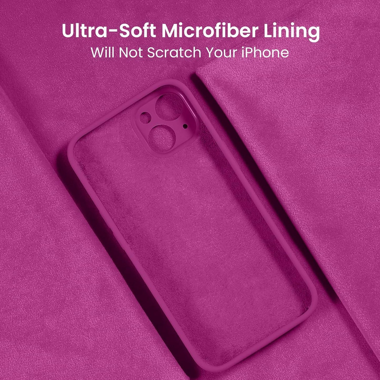 FireNova Designed for iPhone 15 Plus Case, Silicone [Camera Protection] Case with [2 Screen Protectors], Soft Anti-Scratch Microfiber Lining Inside, 6.7 inch, Shocking Pink