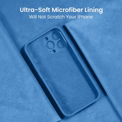 FireNova Designed for iPhone 15 Pro Max Case, Silicone Upgraded [Camera Protection] Phone Case with [2 Screen Protectors], Soft Anti-Scratch Microfiber Lining Inside, 6.7 inch, Blue