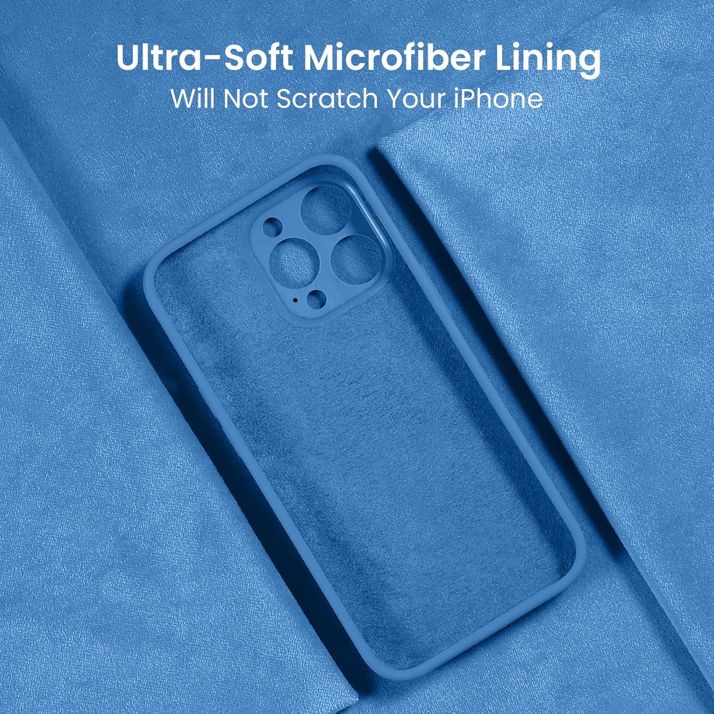 FireNova Designed for iPhone 15 Pro Case, Silicone Upgraded [Camera Protection] Phone Case with [2 Screen Protectors], Soft Anti-Scratch Microfiber Lining Inside, 6.1 inch, Blue