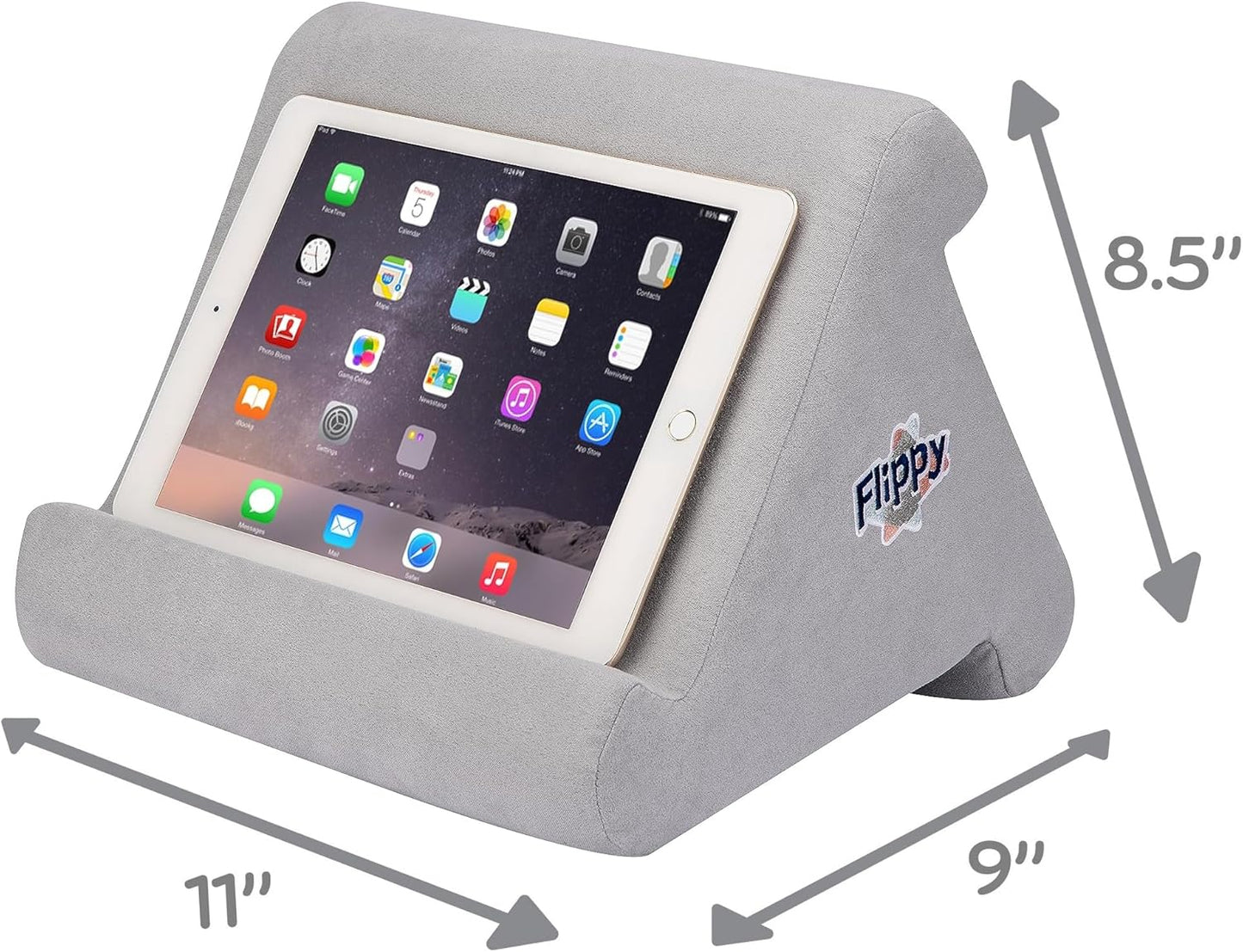 Flippy Tablet Holder and Soft Compatible with iPads, Tablets, and Books, Portable Lap-Pillow Holder for Books or Electronic Devices - Greyster 2.0
