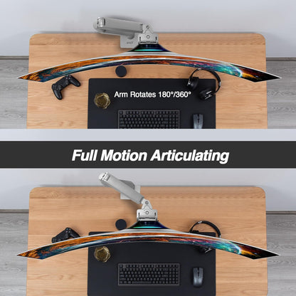 AVLT Single 34”-57” Monitor Arm Desk Mount fits One 44 lbs Heavy Duty Screen Full Motion Height Swivel Tilt Rotation Adjustable Gray Arm VESA 200x200 200x100 100x100 75x75