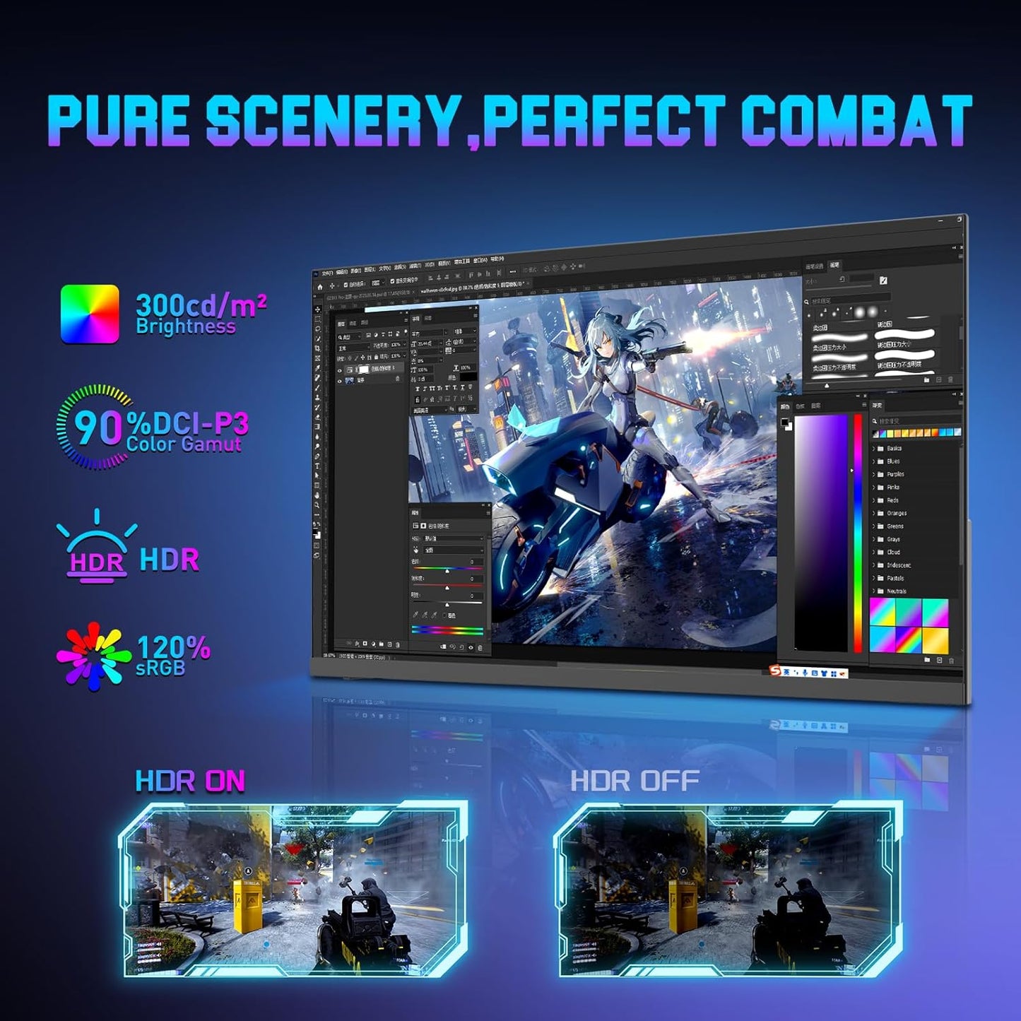 SANSUI Gaming Monitor, 24.5" 300hz 240hz FHD 1080P 1ms FPS PC Monitor Gaming, HDR, FreeSync, DisplayPort x2 HDMI x2, Fast IPS, 120% sRGB, Audio Jack, VESA Support, Desktop Compatible(ES-G25X1 PRO)