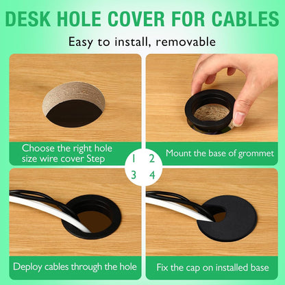 10 Pcs Desk Grommet 2" / 50 mm, Desk Cord Hole Cover, Cable Grommet ABS Plastic, Desk Hole Grommet for Home & Office Pc, Detachable Cable Cord Organizer-Light Grey