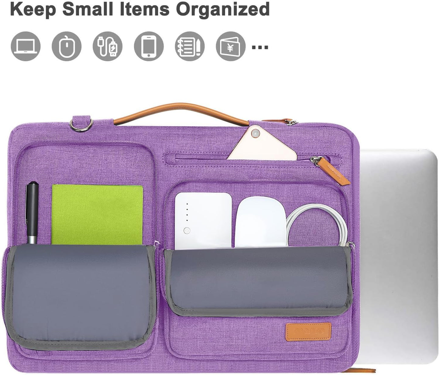 MOSISO 360 Protective Laptop Shoulder Bag,13-13.3 inch Computer Bag Compatible with MacBook, HP, Dell, Lenovo, Asus Notebook,Side Open Messenger Bag with 4 Zipper Pockets&Handle, Lilac