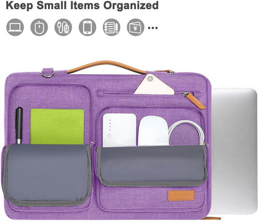 MOSISO 360 Protective Laptop Shoulder Bag,13-13.3 inch Computer Bag Compatible with MacBook, HP, Dell, Lenovo, Asus Notebook,Side Open Messenger Bag with 4 Zipper Pockets&Handle, Lilac