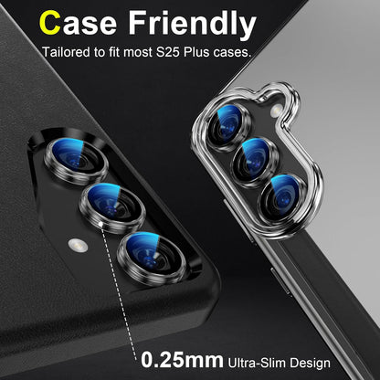 YWXTW Camera Lens Protector for Samsung Galaxy S25+ Plus Accessories [1:1 Fit & Ultra Clarity] 9H Tempered Glass Metal Individual Ring Camera Cover Screen Protector, Case Friendly (Clear)