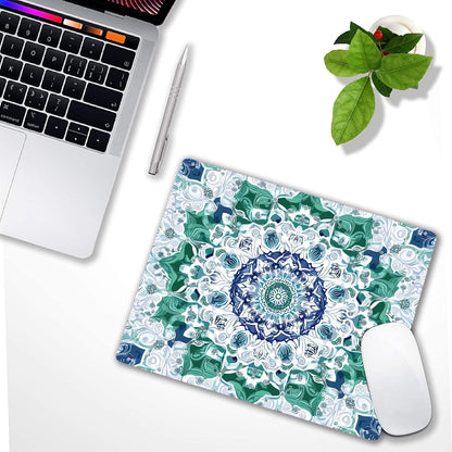Aesthetic Mandala Pattern Custom Mouse Pad with Non-Slip Rubber, Small Square Design for Wireless Laptop & Computer Mouse Pads for Desk, 9.5 x 7.9 inch Smooth Surface for Gaming & Office