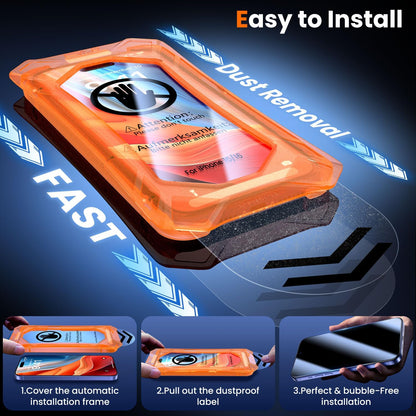 UniqueMe for iPhone 16 / iPhone 15 Screen Protector - [Military Grade Shatterproof & 9H+ Hardness] Screen Protector 15/16 Tempered Glass Full Coverage Protection, Easy Installation, 2 Packs