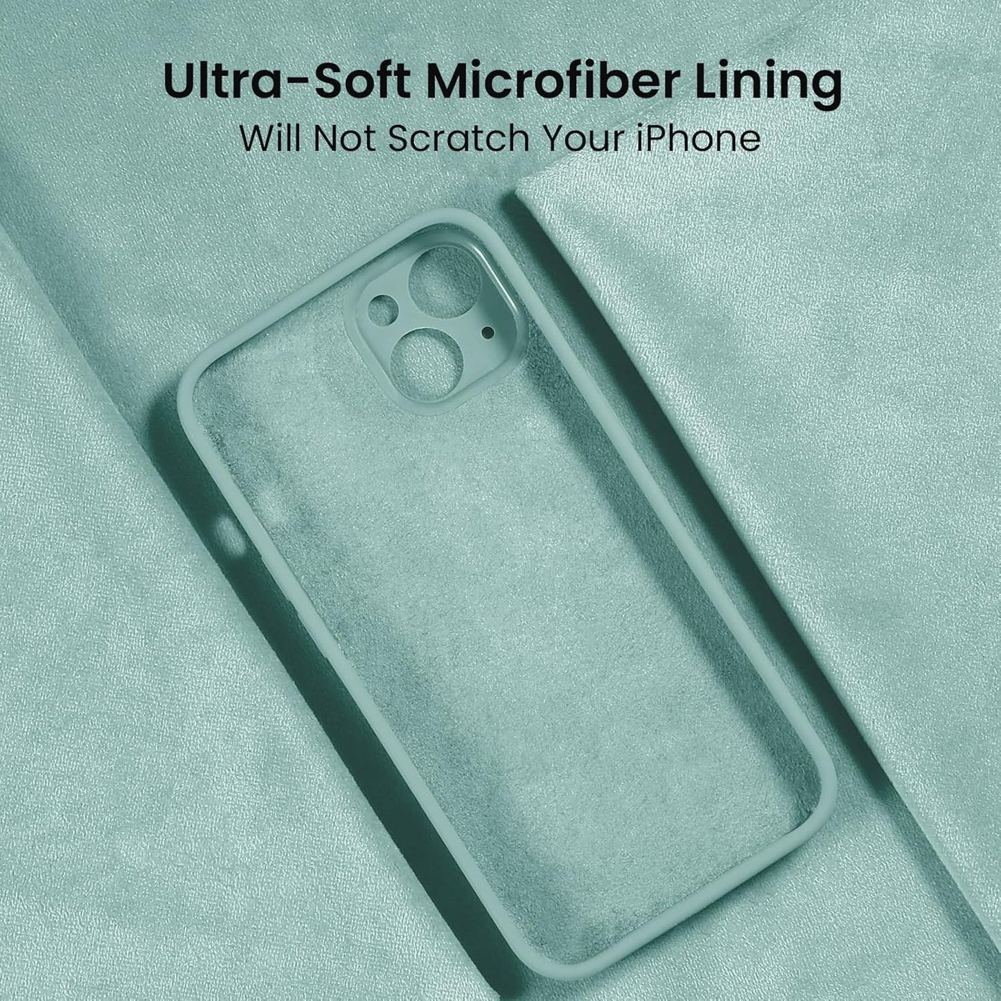 FireNova Designed for iPhone 13 Case, Silicone Upgraded [Camera Protection] Phone Case with [2 Screen Protectors], Soft Anti-Scratch Microfiber Lining Inside, 6.1 inch, Mint Green