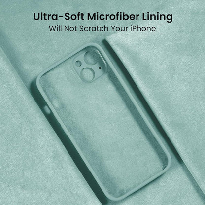 FireNova Designed for iPhone 13 Case, Silicone Upgraded [Camera Protection] Phone Case with [2 Screen Protectors], Soft Anti-Scratch Microfiber Lining Inside, 6.1 inch, Mint Green