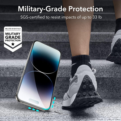 ESR for iPhone 14 Pro Screen Protector Set, 3 Tempered-Glass Screen Protectors and 1 Set of Camera Lens Protectors, Smooth Rounded Edges, Full-Coverage Military-Grade Protection, Scratch Resistant