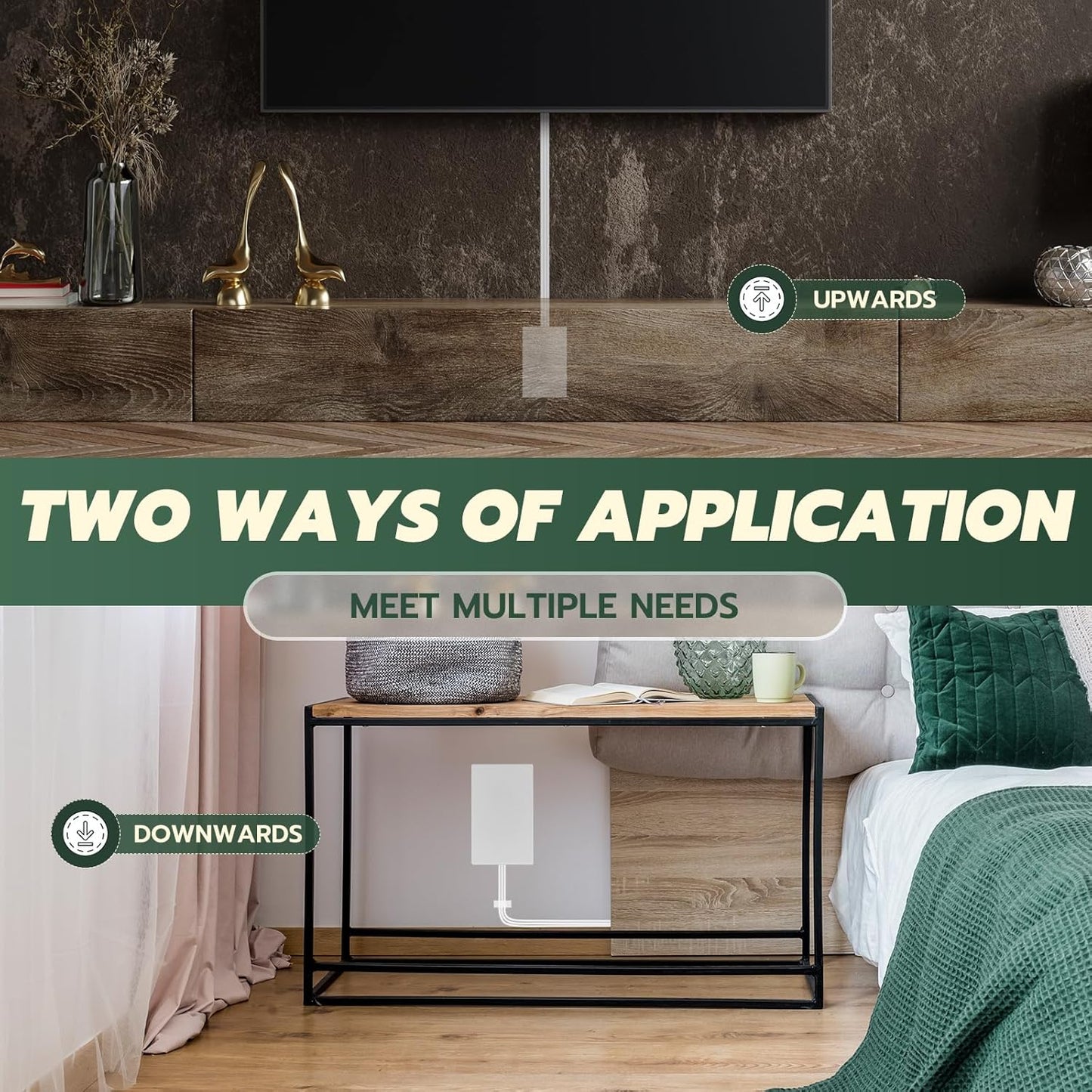 Saker Outlet Concealer Power Strip | 5ft Flat Plug Extension Cord with 3 Outlets,1625W | Universal Size Baby Proof Outlet Cover Extension Cord for Kitchen, Home and Office