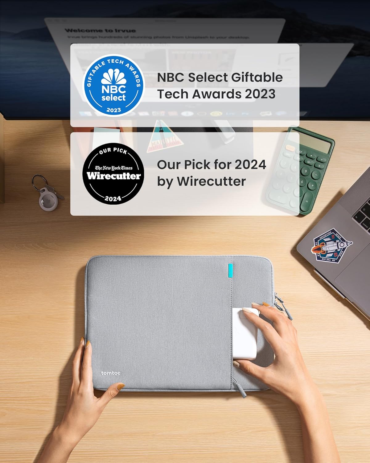 tomtoc 360° Protective Laptop Sleeve for 15-inch MacBook Air M4/A3241 2025, M3/A3114 2024, M2/A2941 2023, 15-inch MacBook Pro A1990 A1707, Dell XPS 15 Plus Laptop, Water-Resistant Computer Case Bag