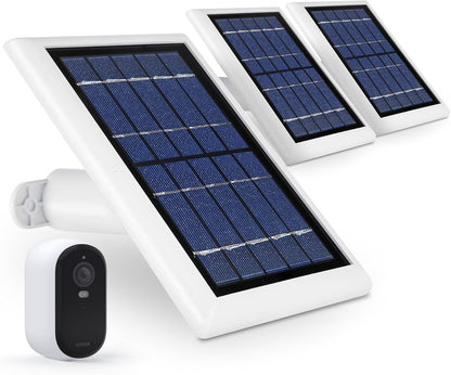Wasserstein Solar Panel Compatible with Arlo Essential 2K Outdoor Security Camera (2nd Gen) / XL (2nd Gen) & Essential Spotlight (Camera NOT Included) - (3-Pack, White)