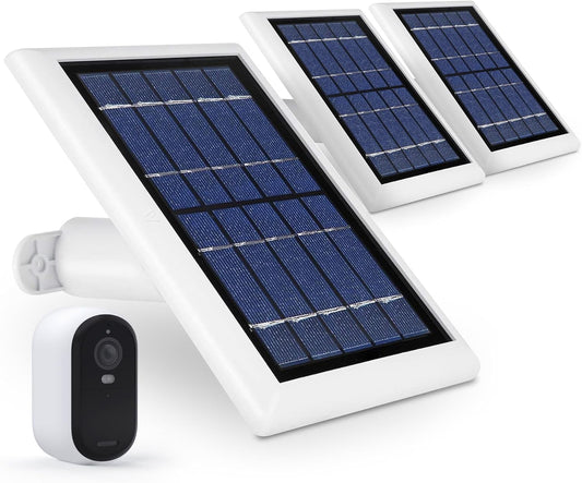 Wasserstein Solar Panel Compatible with Arlo Essential 2K Outdoor Security Camera (2nd Gen) / XL (2nd Gen) & Essential Spotlight (Camera NOT Included) - (3-Pack, White)