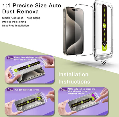 [2-Pack Ultra HD Clear Screen Protector for iPhone 16 Pro Max (6.9-Inch),9H Tempered Glass,Full Coverage,Anti-Fingerprint,Auto Dust Removal,Bubble-Free,Easy Installation