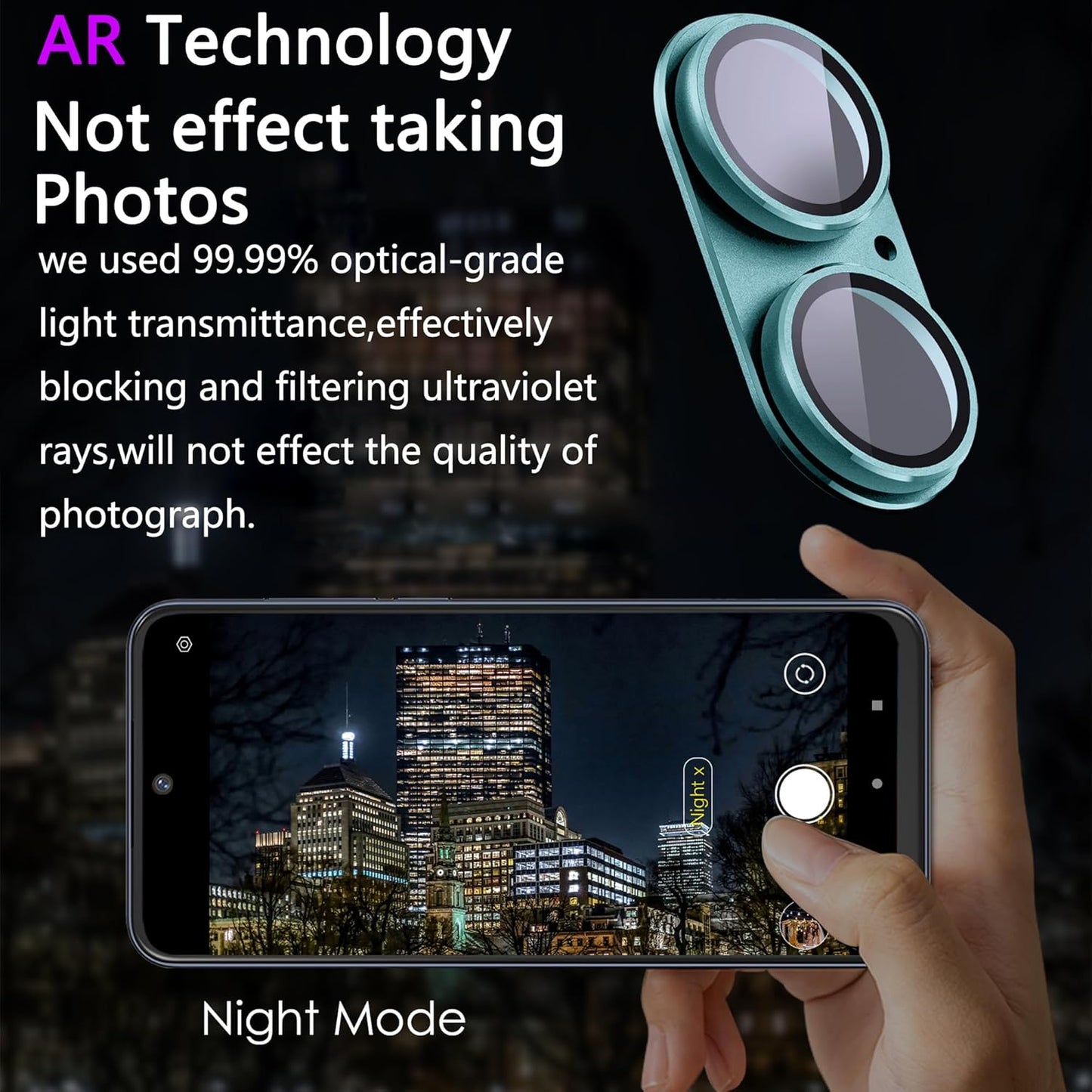 2 Pack Camera Lens Protector for iPhone 16 / iPhone 16 Plus,[Not Easy to Breakn ] AR Tempered Glass Strong Adsorption Metal Camera Cover Screen-Darkcyan