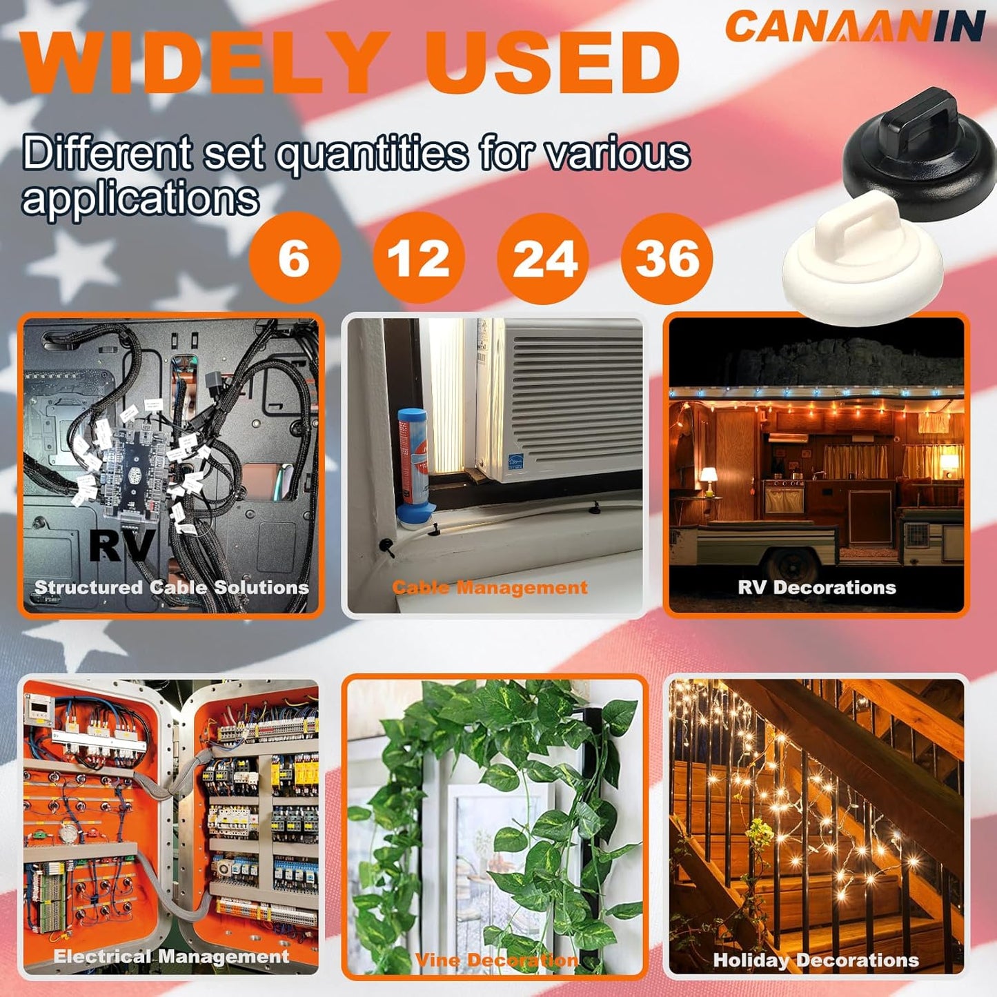 Magnet Zip Tie Mount Magnetic Zip Ties Mount Clips Base Holder Strong Multipurpose Wire Cable Holder Mount Wire Clips Management for Home Office Marine Electrical Wiring (Black, 24 Piece)