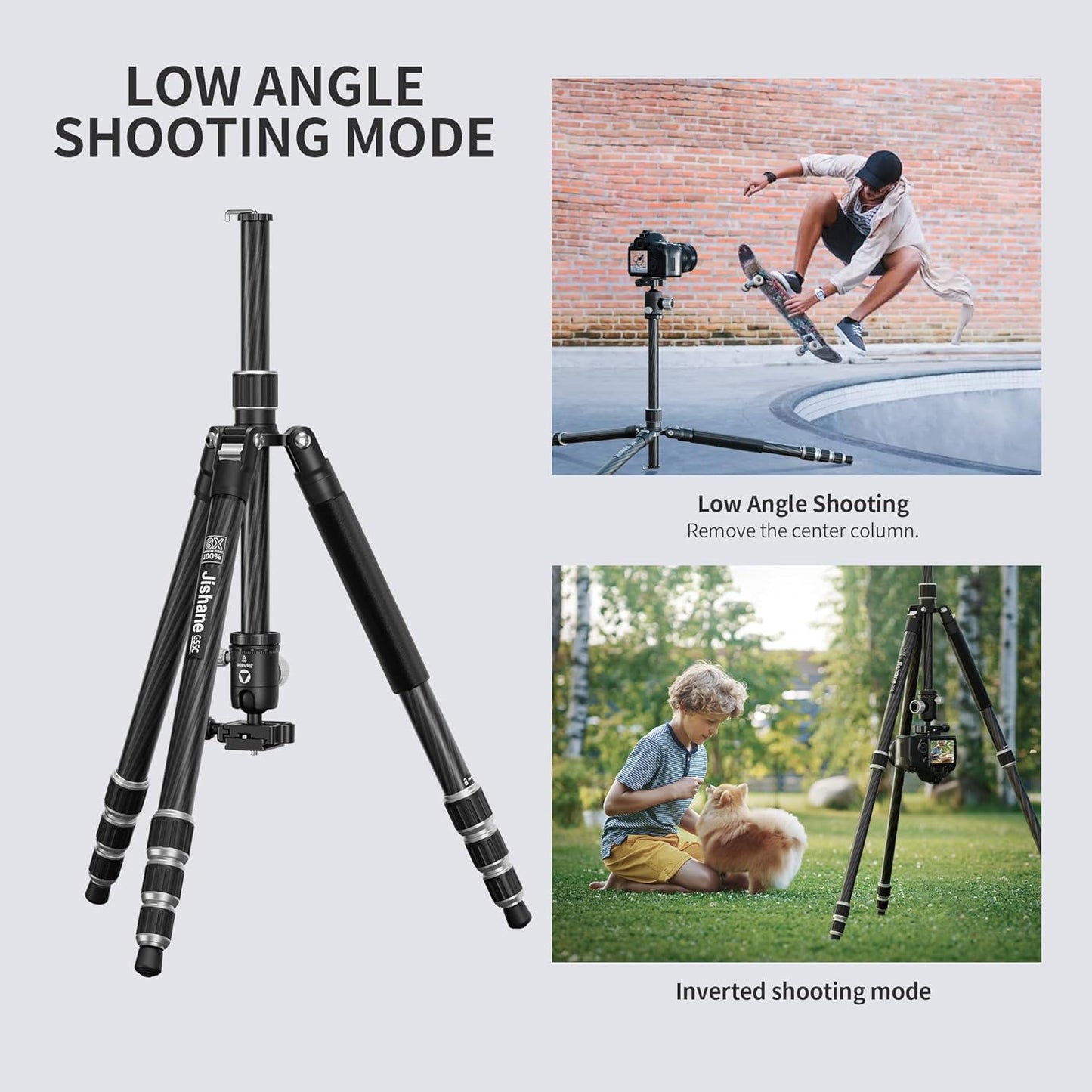 Carbon Fiber Camera Tripod, 62" Professional Video Tripod for Camera with 360° Ball Head, 1/4" Arca QR Plate, Compact Lightweight Travel Monopod for DSLR/Smartphone, Max Load 17.6 lbs/8kg