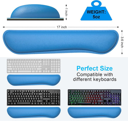 Dapesuom Enlarge Keyboard Wrist Rest, Memory Foam Keyboard Wrist Cushion for Computer Desk Mats Support, Typing Pain Relief Ergonomic Mouse Pad Rests with Non-Slip Base for Gaming, Laptop, Dark Blue