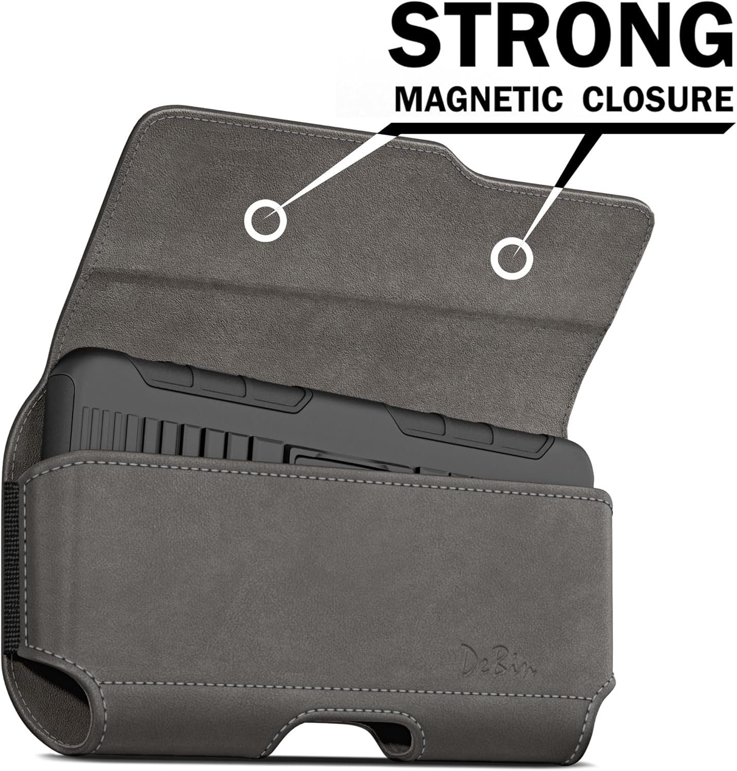 DeBin Case for Galaxy S25 S24 5G S23, S22, S21, S20, S10, S9, A10e, A01, Note 10, Cell Phone Belt Holster Clip Pouch Holder Cover (Fits Samsung with Case on) Pewter