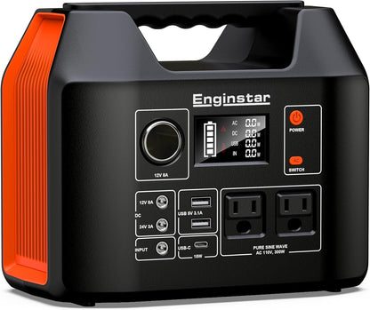 EnginStar Portable Power Station 300W 296Wh Battery Bank with 110V Pure Sine Wave AC Outlet for Outdoors Camping Hunting and Emergency, 80000mAh Backup Battery Power Supply for CPAP