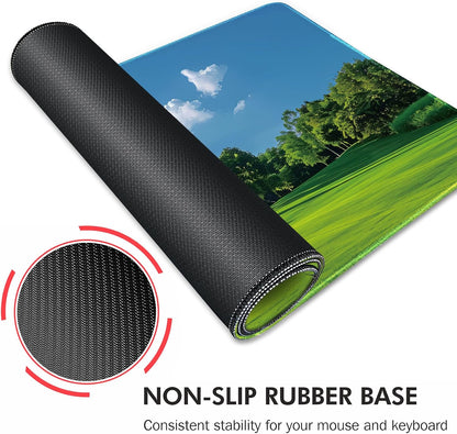 Galdas Gaming Mouse Pad XXL XL Large Long Extended Big Mousepad Non-Slip Rubber Keyboard Mouse Pad with Stitched Edges for Laptop Home Office (31.5x11.8x0.08 Inch) … (Grass)