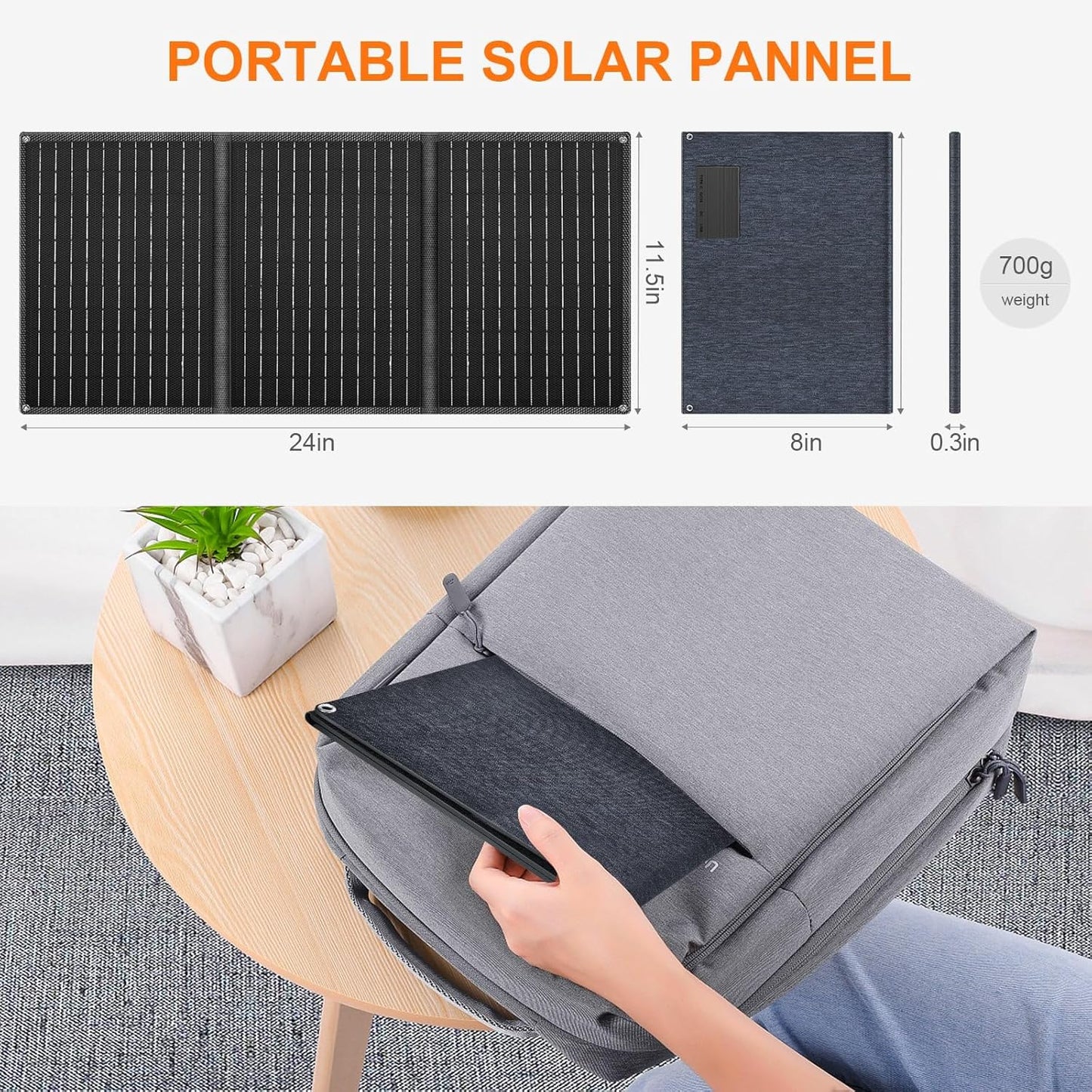 30W 100W 200W 400W Solar Panel,Portable Foldable Solar Panel Kit,Black with Carrying Case (30W)